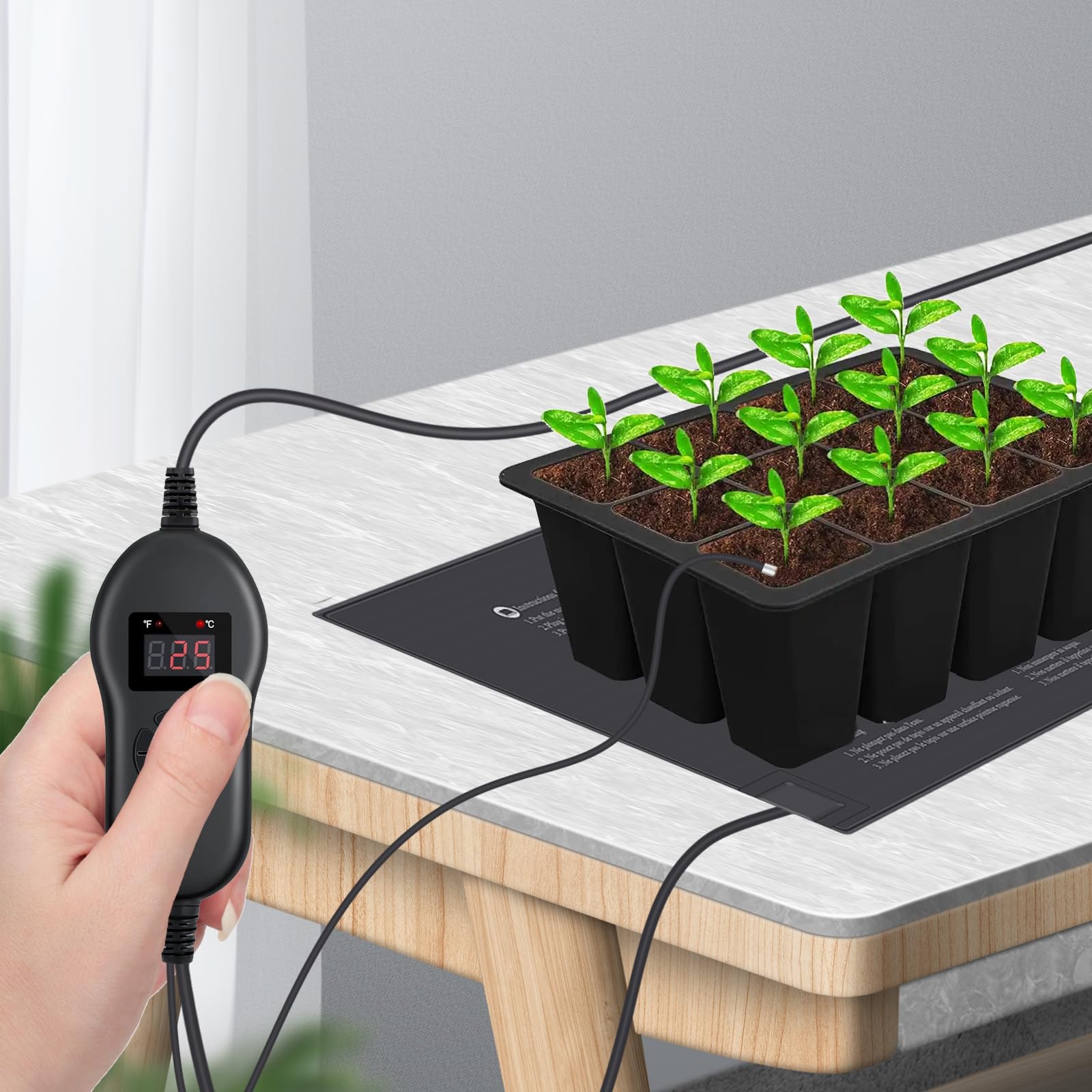 Tapis Chauffant Pour Plantes Avec Thermostat Numérique, Tapis De 10" X