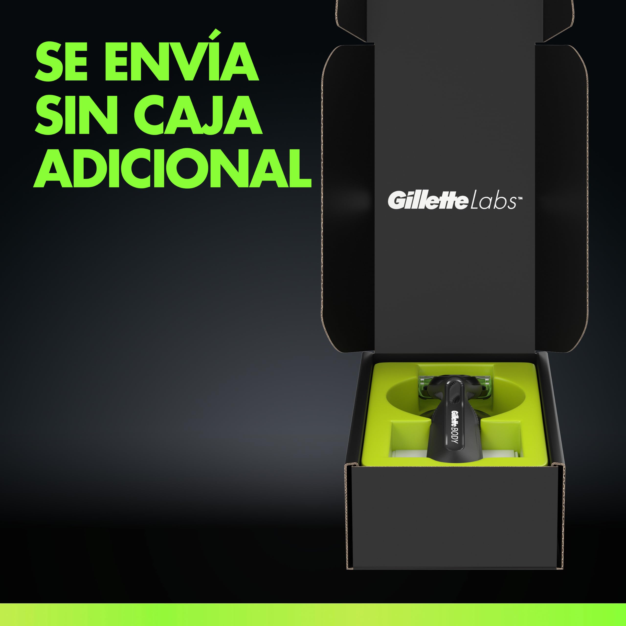 GilletteLabs Body + Intimate Maquinilla Corporal Hombre, 8 Recambios | Mango de Caucho, Cuchilla con Barra Anti-vellos Encarnados, Soporte Magnético, Depilación Íntima, Afeitado Corporal Masculino