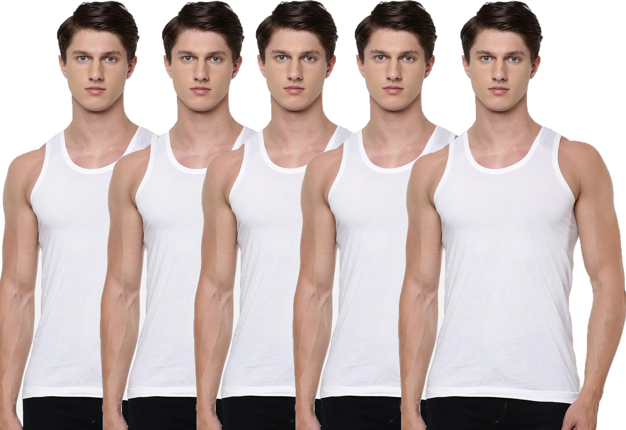 Men Pure Cotton Pack of 5 Innerwear Vests
