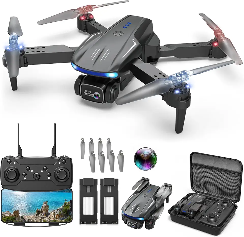 X-shop 1080P Foldable Drone with 2 Batteries and Carrying Case