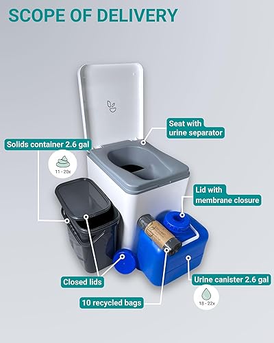 Miniatura 2 de TRELINO Inodoro de compostaje Evo  Inodoro portátil para camping y al aire libre  Inodoro  Inodoro para furgonetas de camping