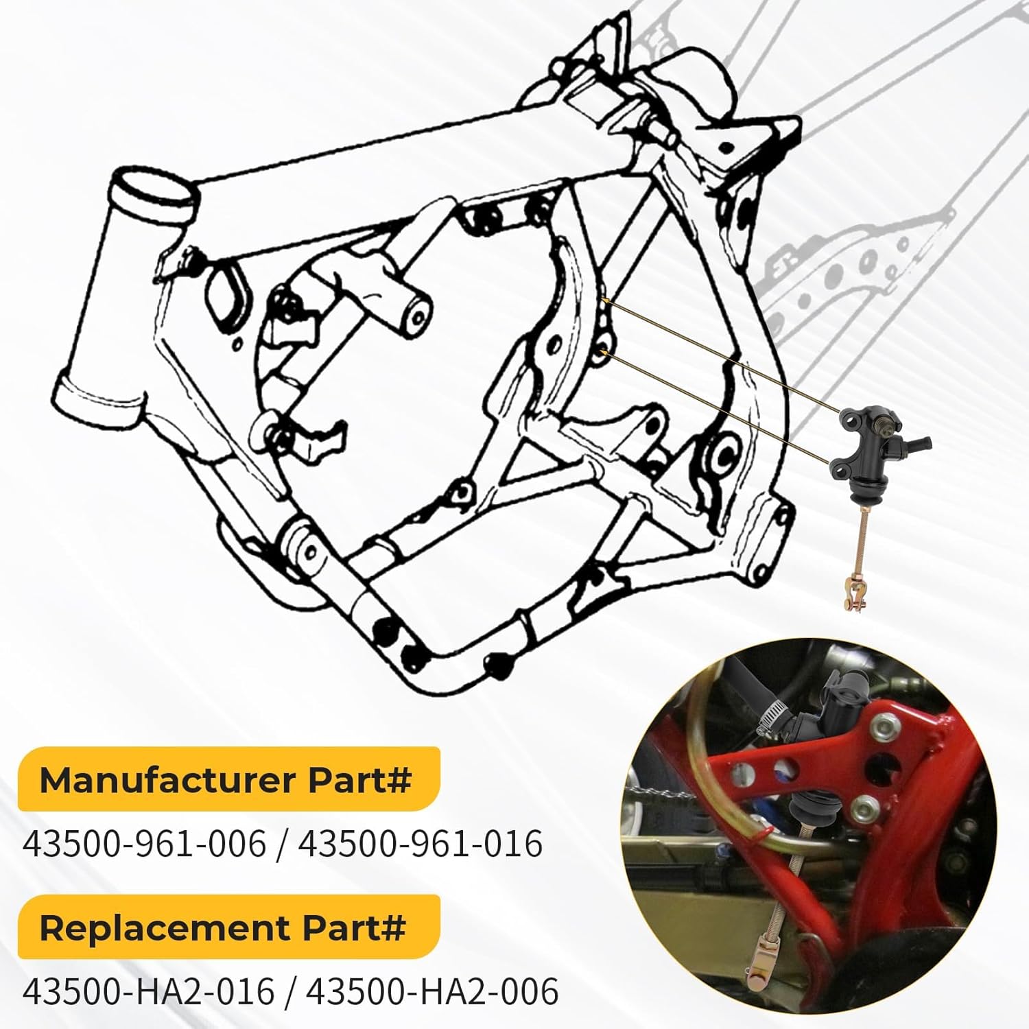 M MATI Rear Brake Master Cylinder for Honda ATV ATC250R ATC250 1982 1985-1986 43500-961-006/43500-961-016