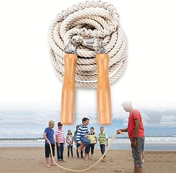 Amazon Shengshou 大縄跳び 木柄ロングなわとび 綿麻 縄跳び 長縄跳び 団体 なわとび 競技 スポーツ 綱 ロープ 長さが選べる 3m 5m 7m 10m 15m 15m Shengshou なわとび