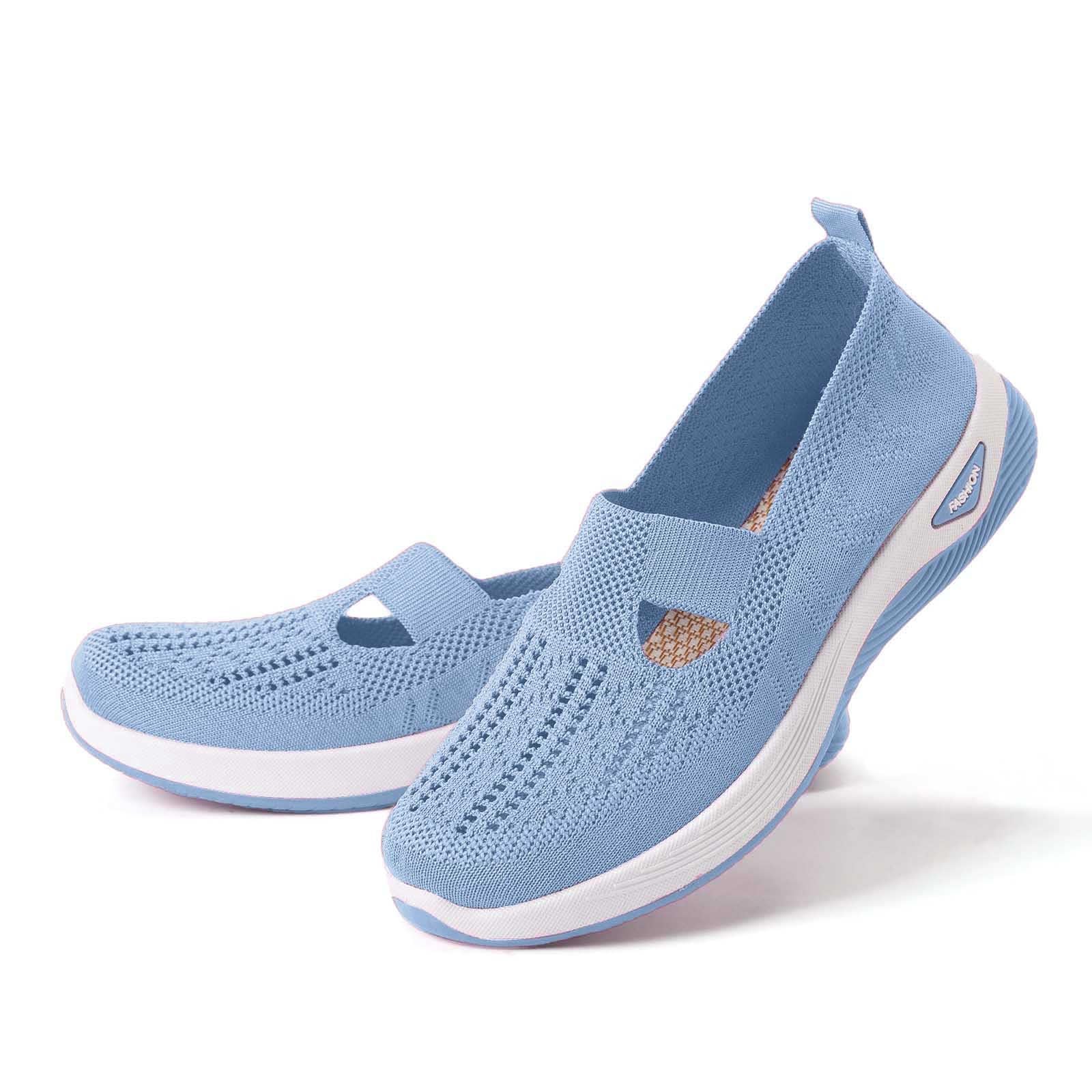 Scarpe Ortopediche Donna Estive Scarpe Comode Senza Lacci Sneakers Pianta Larga Slip On da Corsa Camminare Ginnastica Morbida Traspiranti Antiscivolo Diabetici Sanitarie