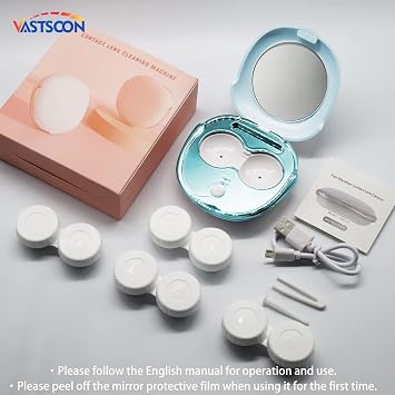 Portable Ultrasonic Contact Lens Cleaner Machine Kit with Extra 3PCS Solution Cleaning Case Replacement