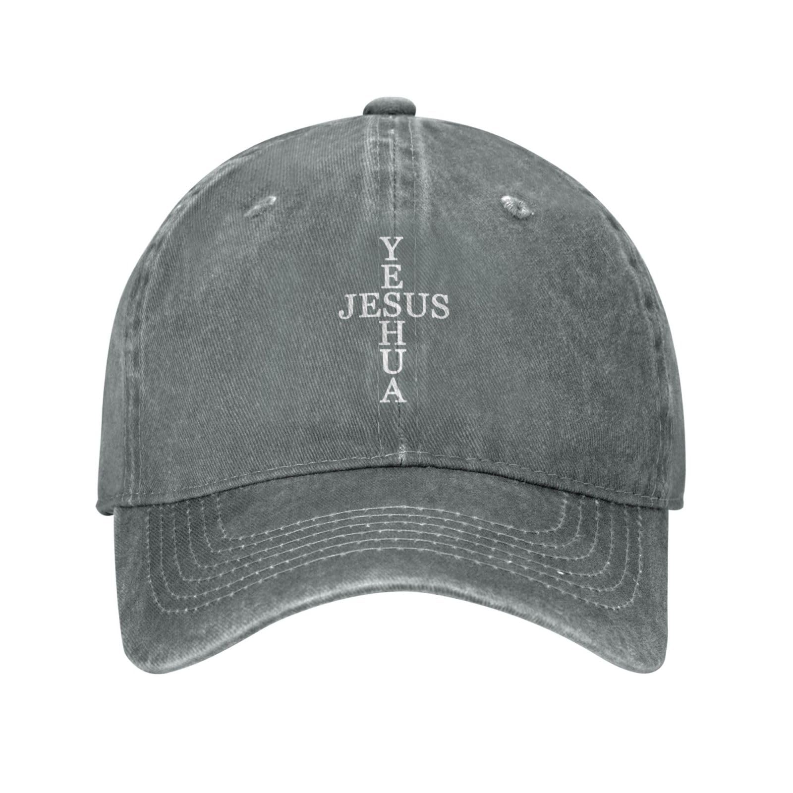 Kwqdozf Unisex Gray Yeshua Jesus Christian Hat Baseball Cap Cowboy Hats Trucker Travel Hat