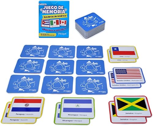 Miniatura 6 de Menique Banderas de las Américas juego de memoria a juego en español para niños y adultos 70 azulejos