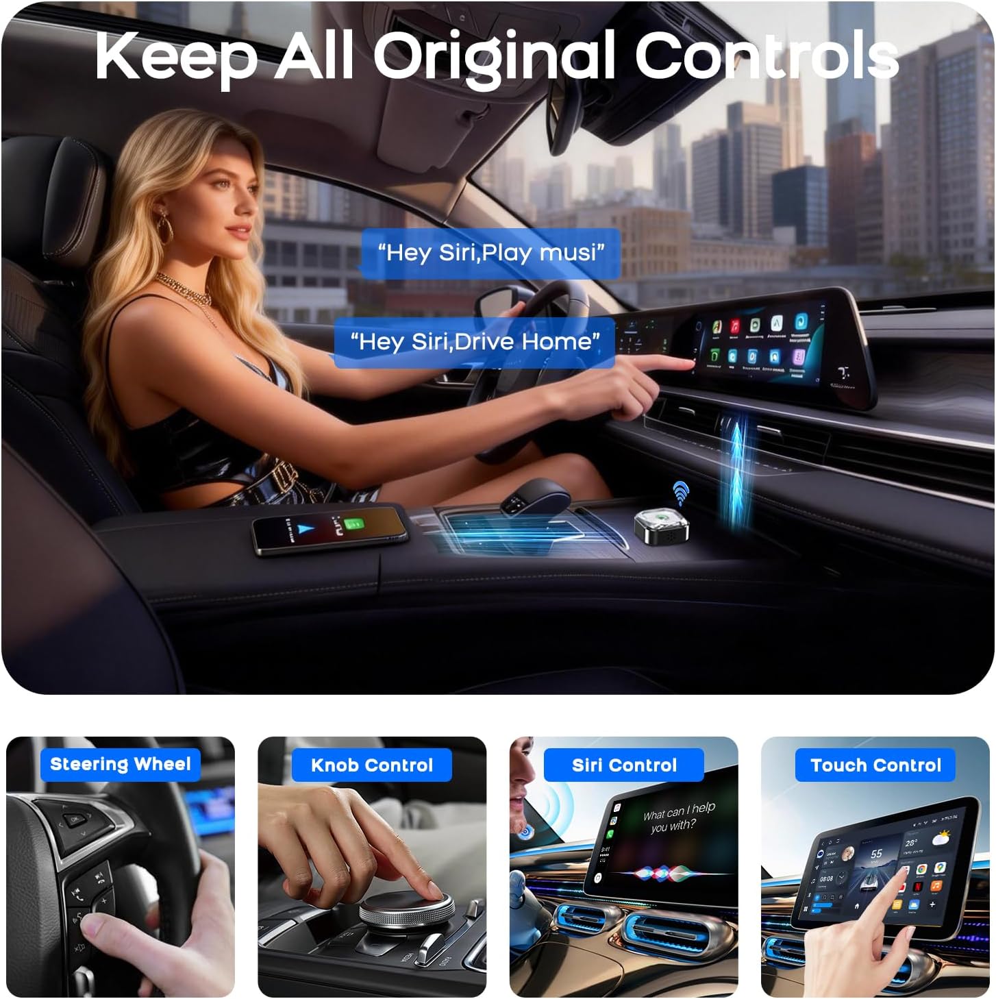 2026 Mini Wireless CarPlay Android Auto 2 in 1 Adapter - Converts Wired to Wireless Car Play Dongle, 5.8GHz Fast Bluetooth Receiver for 2016+ Vehicles, Plug & Play Auto Connect (USB-A/C)
