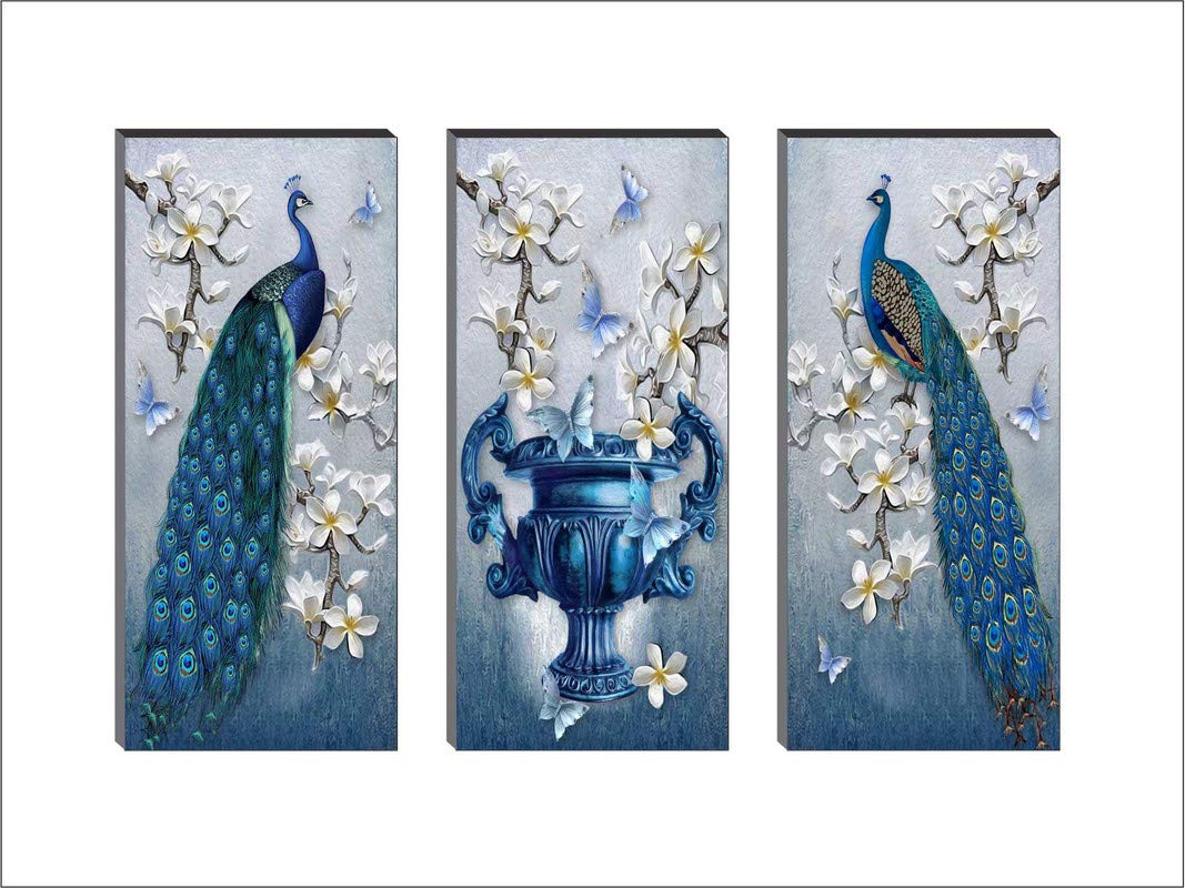 SAF paintings 6MM MDF Board Peacock Multi-Effect Design Painting 15 Inch X 18 Inch BANFJ94