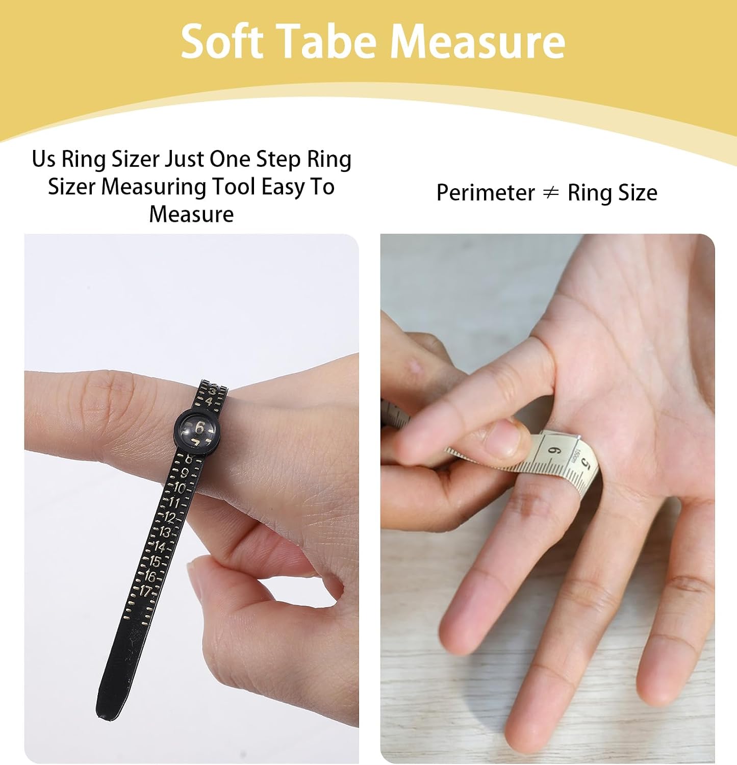 2 Pcs Finger & Bracelet Sizer Measuring Tool, Adjustable Finger Tape Measure for Ring Size & Wrist Measurement Tool for Bracelet, Measure Tape for Jewelry Size, Universal Sizing for Women Men, Black