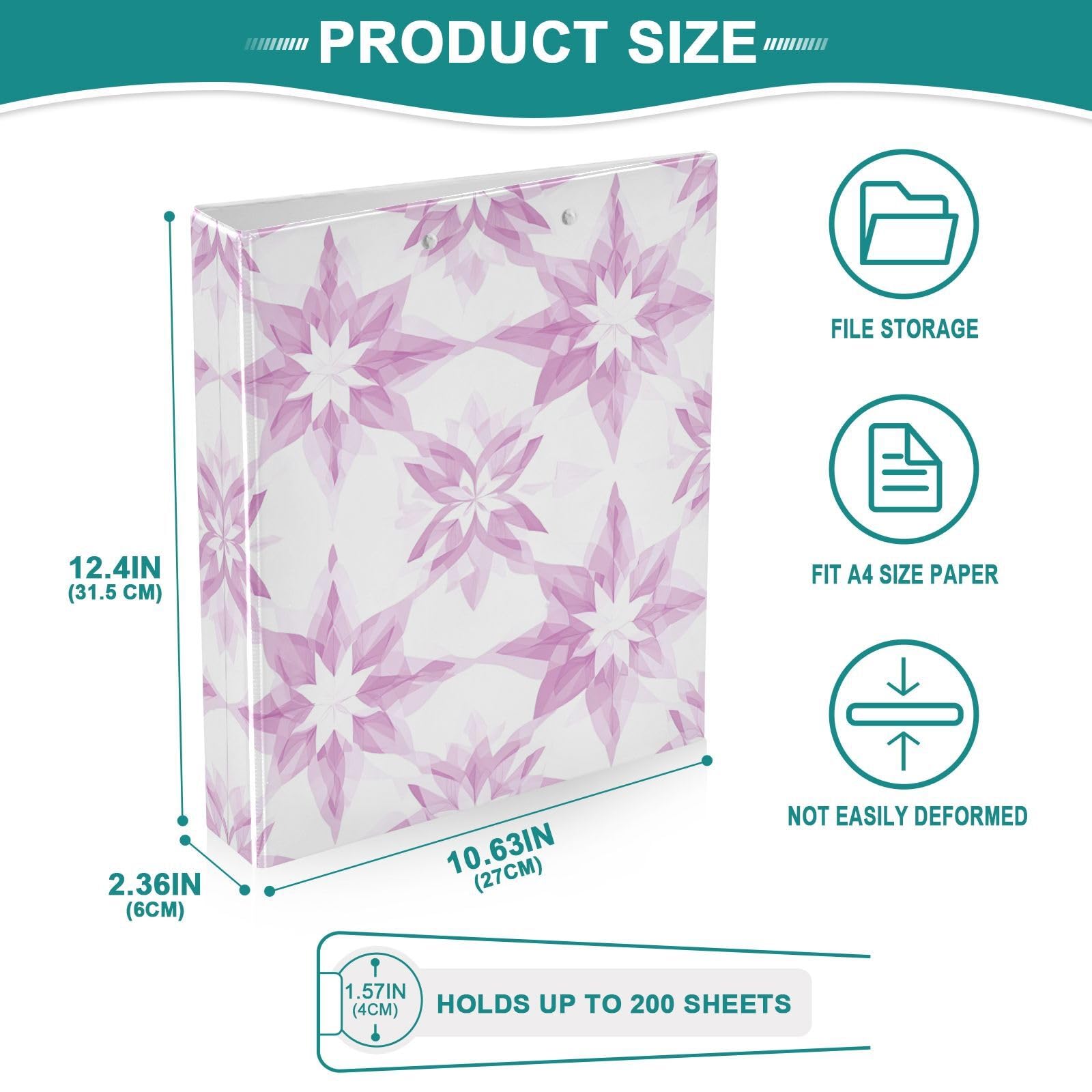 Raccoglitori a 3 anelli, 3,8 cm, motivi irregolari, decorativi, rotondi, con clip in metallo, organizer per casa e ufficio, confezione da 2