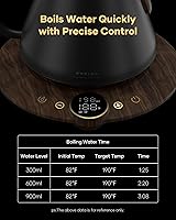 Vista 4 de Cocinare Barista Collection Gooseneck Electric Kettle, ±1℉ Precise Temperature Control for Pour-Over Coffee & Tea, Quick Heating 1500W, Stainless