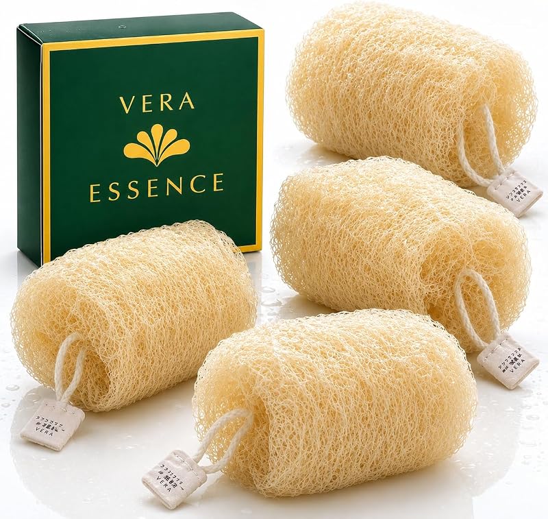 Bucha corporal de bucha vegetal egípcia natural Vera Essence, pacote com 4
