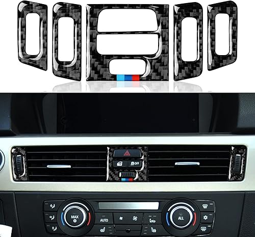 Adhesivo de fibra de carbono para rejilla de aire acondicionado del panel de la consola central del coche, calcomanía decorativa compatible con BMW