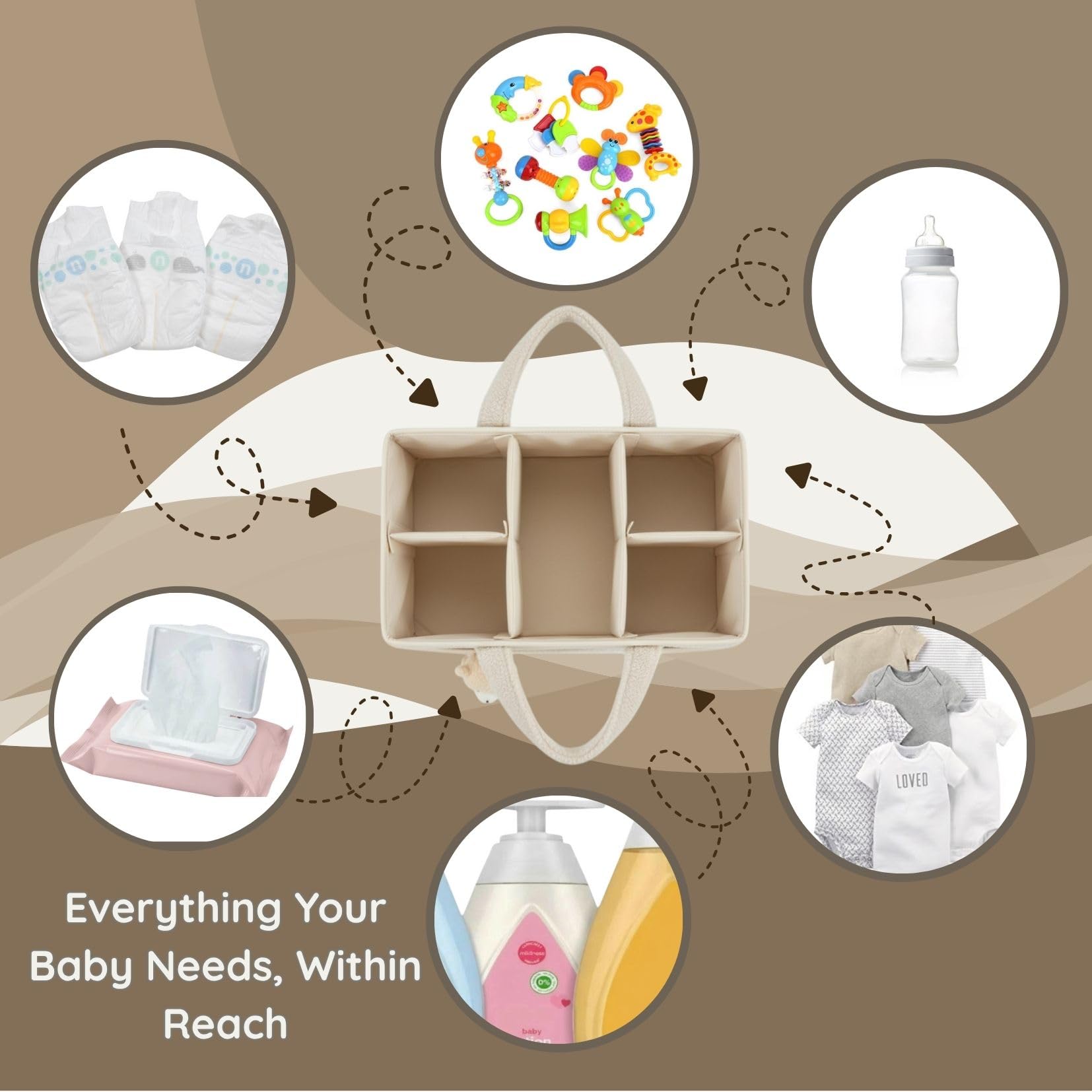 Precious Amana Portable Baby Nappy Caddy Organizer with Adjustable Dividers - Image 4