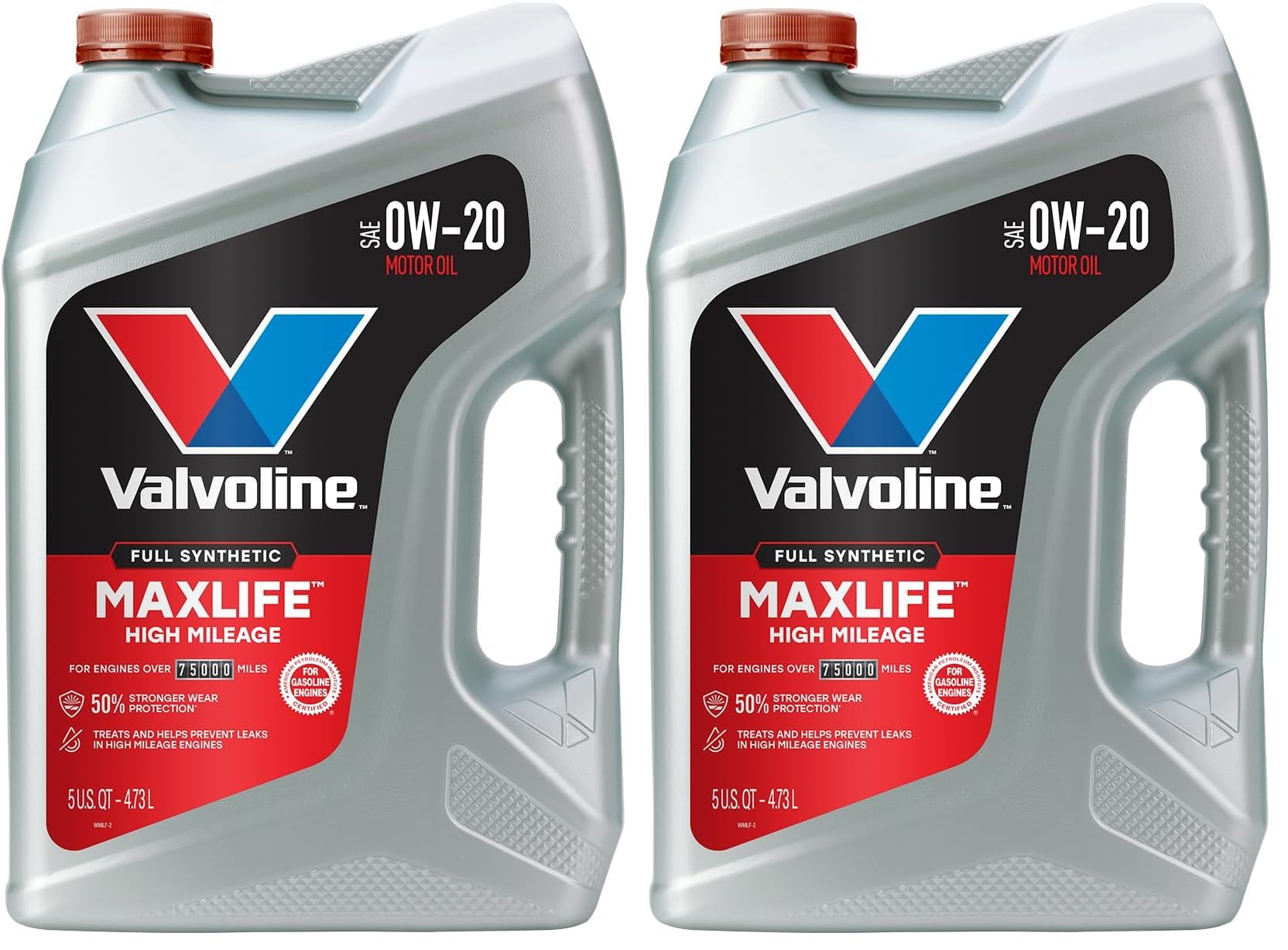Valvoline™ Full Synthetic High Mileage with MaxLife™ Technology SAE 0W-20 Motor Oil, (Model: 852399), 5 QT (Pack of 2)