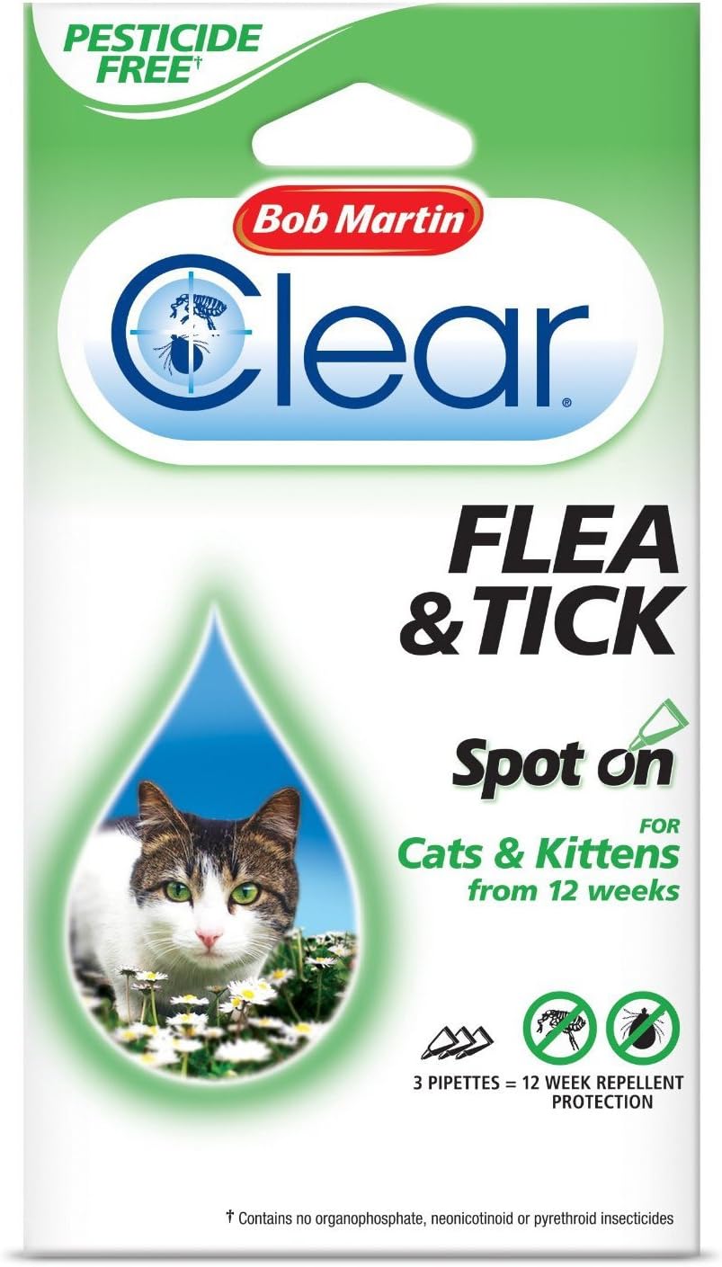 Bob Martin Clear Flea & Tick Spot On Repellent Treatment for Cats and