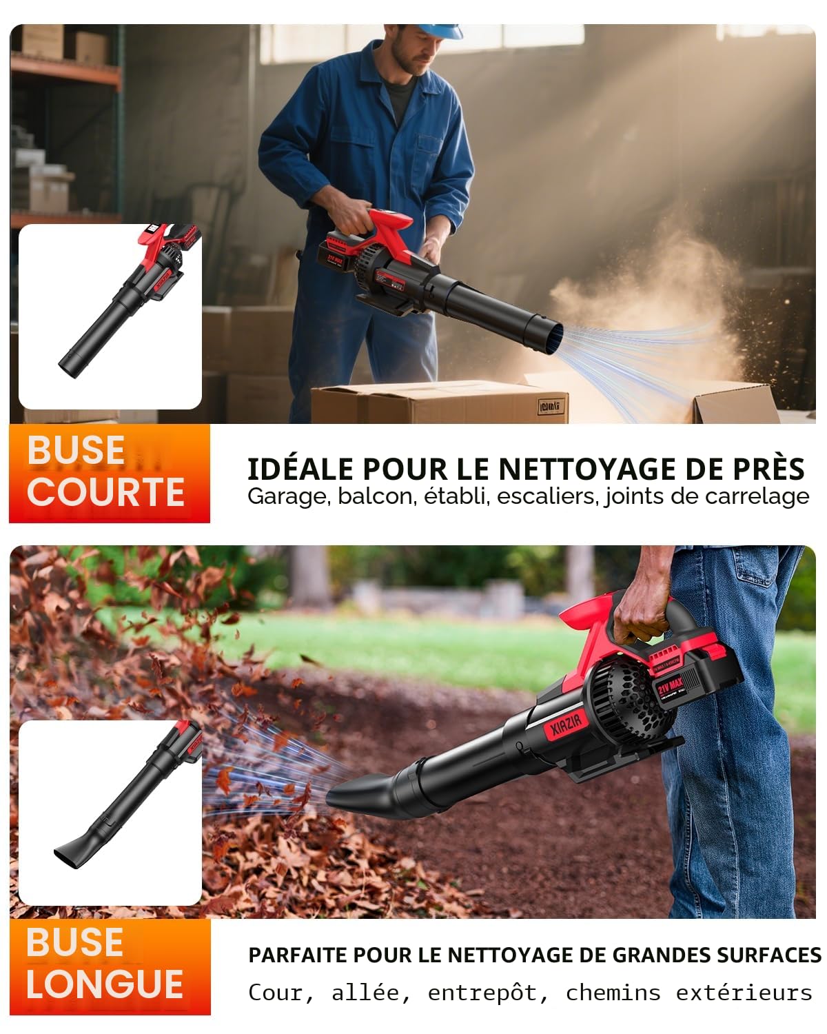 Souffleur de Feuilles sans Fil avec Écran LCD, 3 Vitesses, 2×4.0Ah Batteries et Chargeur Rapide, Souffleur Électrique Léger pour Entretien du Jardin, Allée, Feuilles, Poussière et Neige