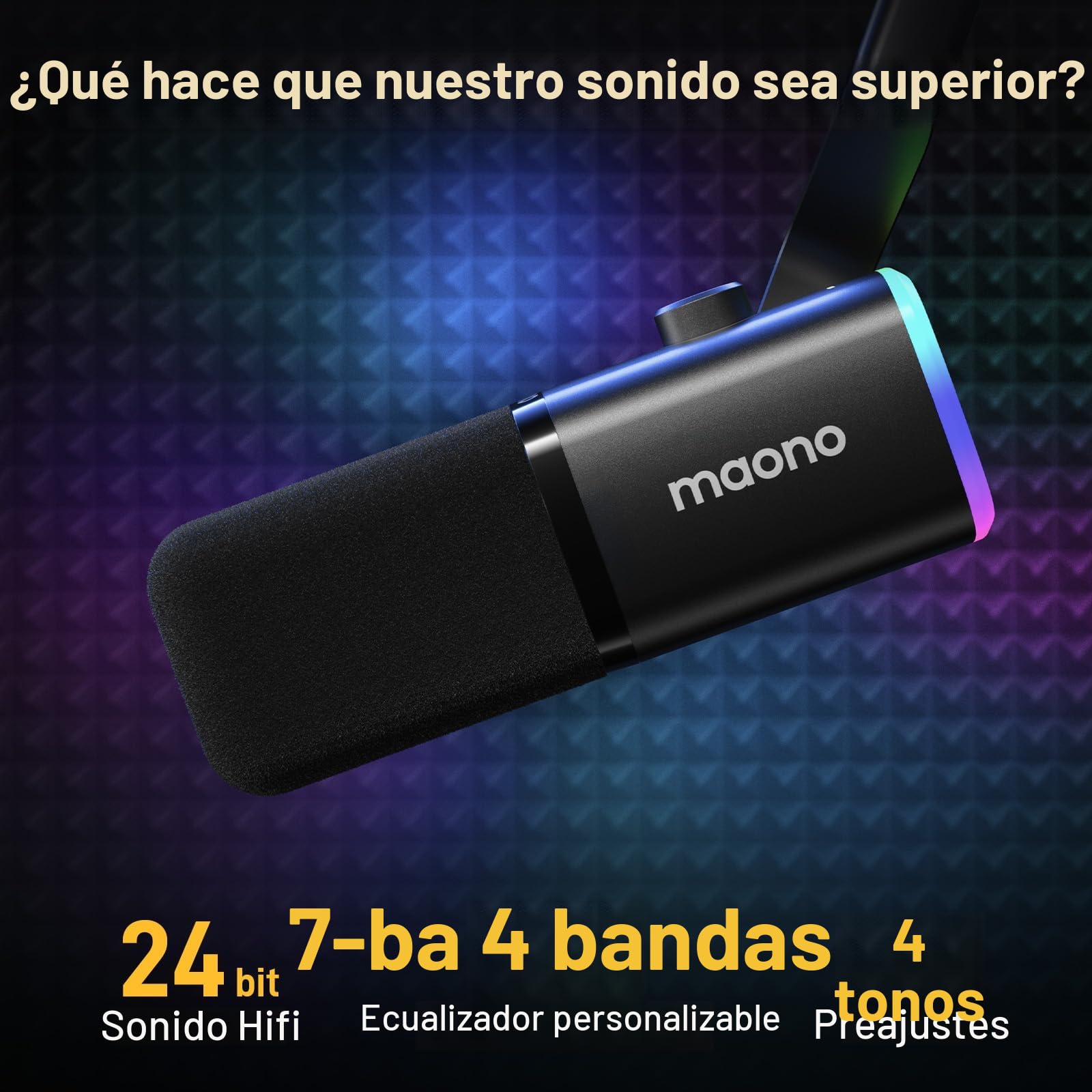 MAONO Micrófono dinámico para Juegos: micrófono dinámico USB XLR para computadora con Software-RGB para PC, Kit de micrófono para Gamer-Podcast, para Estudio de grabación de Streaming