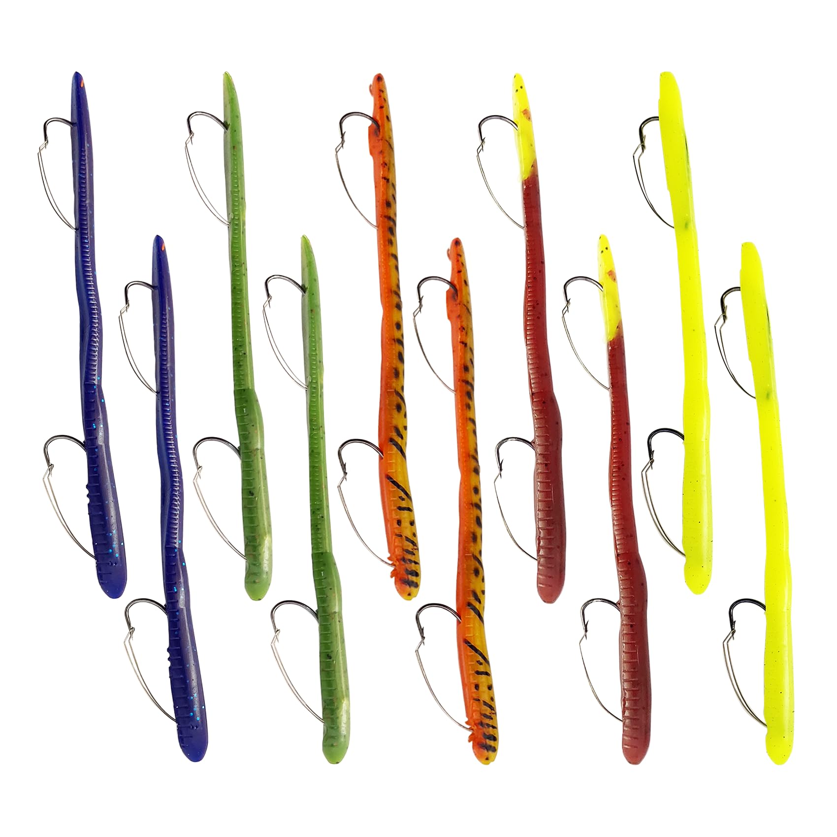 Weedless Pre-Rigged Bass Fishing Lures with Double Weedless Hooks,Realistic Handcrafted Soft Plastic Swimbaits for Bass in Freshwater & Saltwater