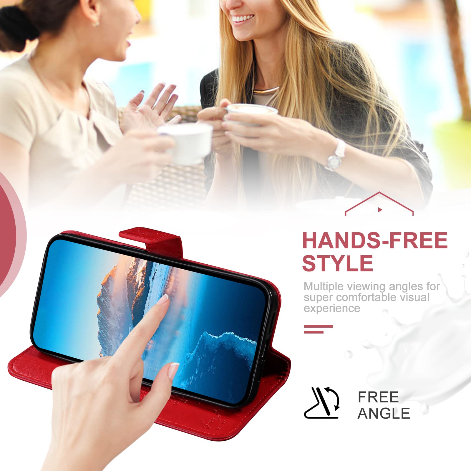 Case for Samsung Galaxy A10 / Galaxy M10, Premium PU Leather Protective Case, Shockproof Flip Case Cover Wallet Flip Case for Samsung A10 / M10 (Red) - 5