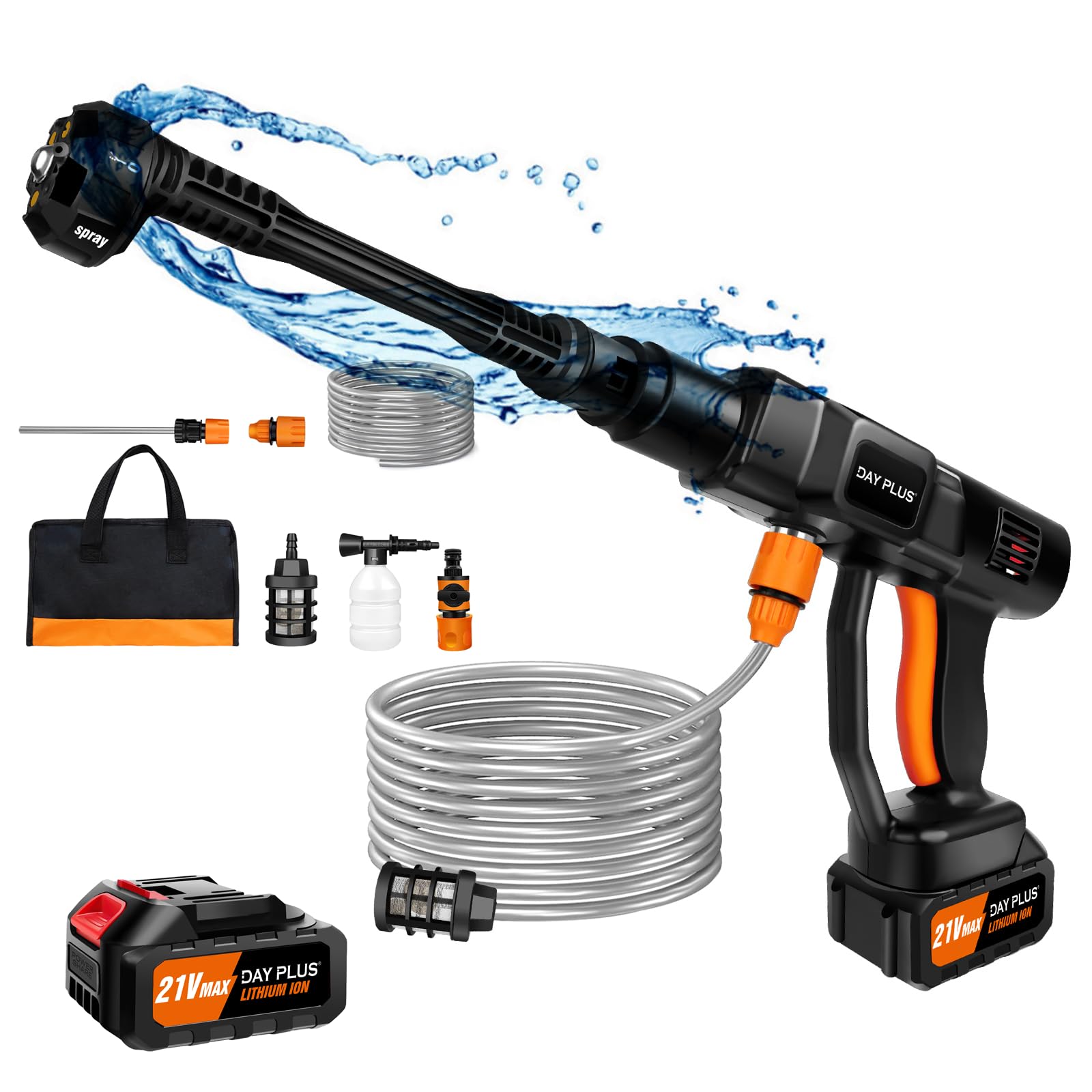 VickyHome Cordless Pressure Washer - 6 in 1 Nozzle Power Washer with 2x 3000mAh Batteries, 270L/Min for Patio, Car, Floor Cleaning