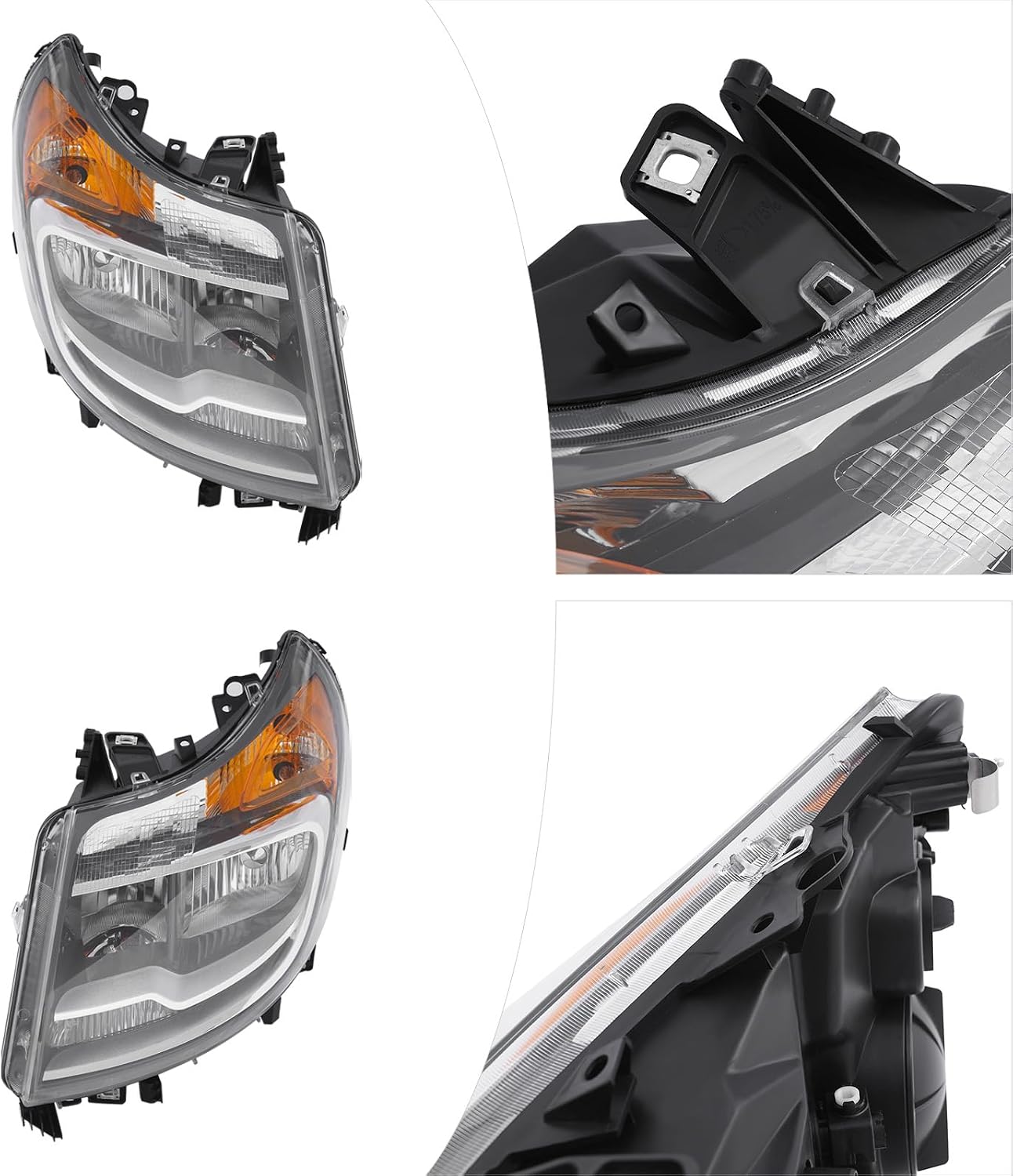 LYNICESHOP Headlight Assembly for 2014-2022 RAM ProMaster 1500 2500 3500, Pair Halogen Headlights, Driver & Passenger Side, Replaces CH2502254 CH2503254, 4725945AF 4725944AF (A pair)