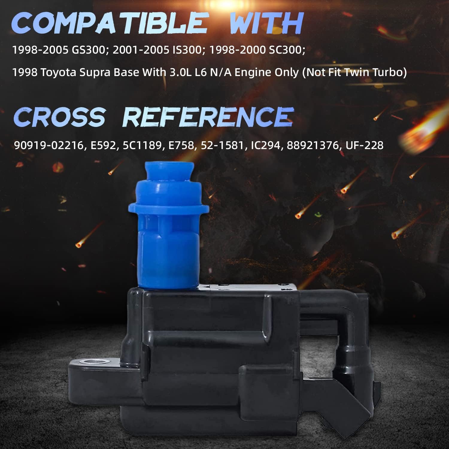 3pcs New OE Performance Ignition Coil on Plug Pack Compatible With 98-05 GS-300 01-05 IS-300 98-00 SC-300 98 Supra Base With 3.0L L6 Naturally Aspirated Engine