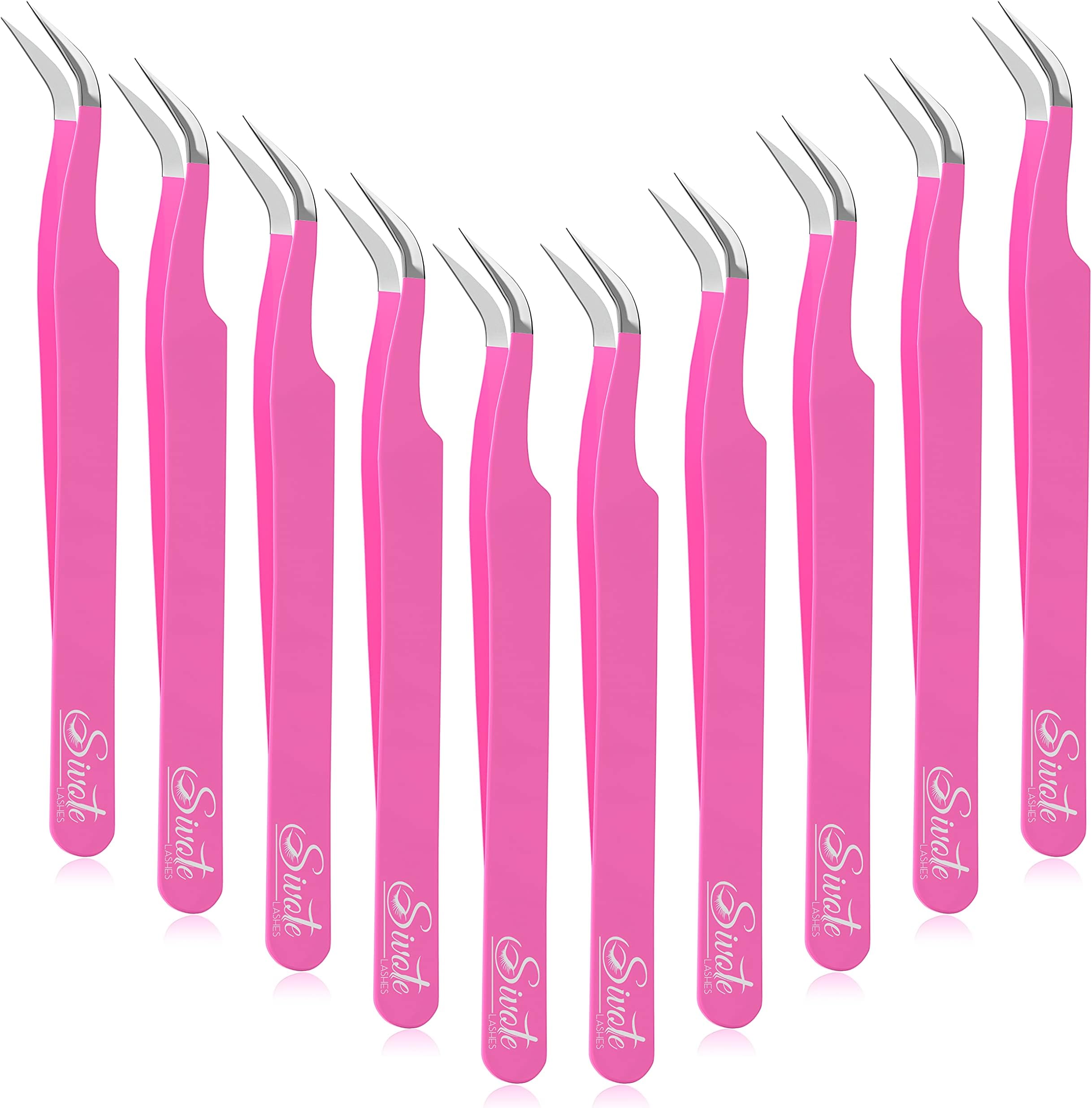 SIVOTE Lash Tweezers for Eyelash Extensions for Volume, Isolation & Classic Lashes, 3 Pack, Purple