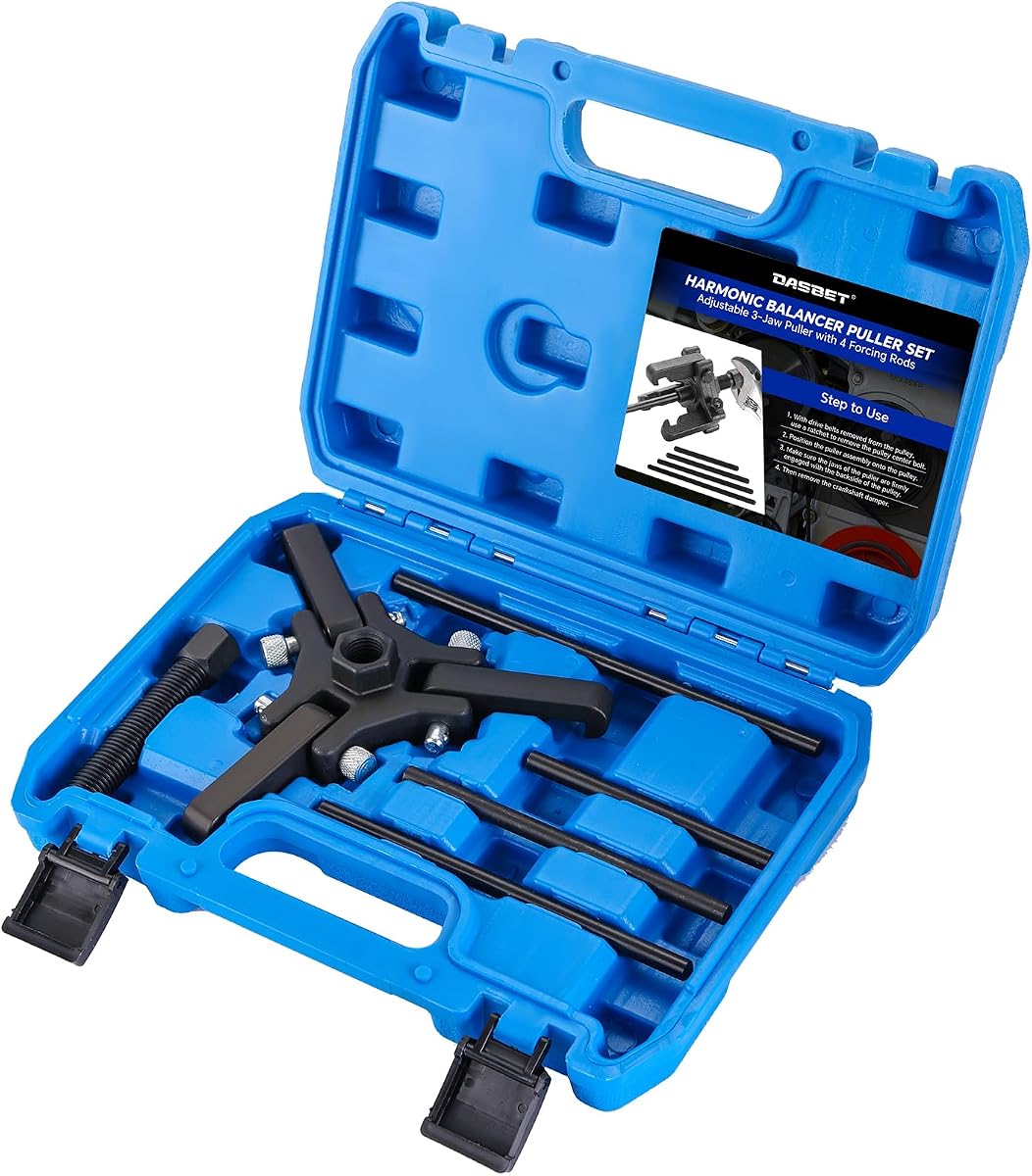 DASBET Harmonic Balancer Puller Kit Adjustable 3-Jaw Pulley Puller Set