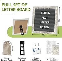Vista 2 de 4 THOUGHT Tablero de Letras con 500 Letras Tablero de Letras de Fieltro de 10" x 10" con Soporte para el Primer Día de Escuela Marco de Madera