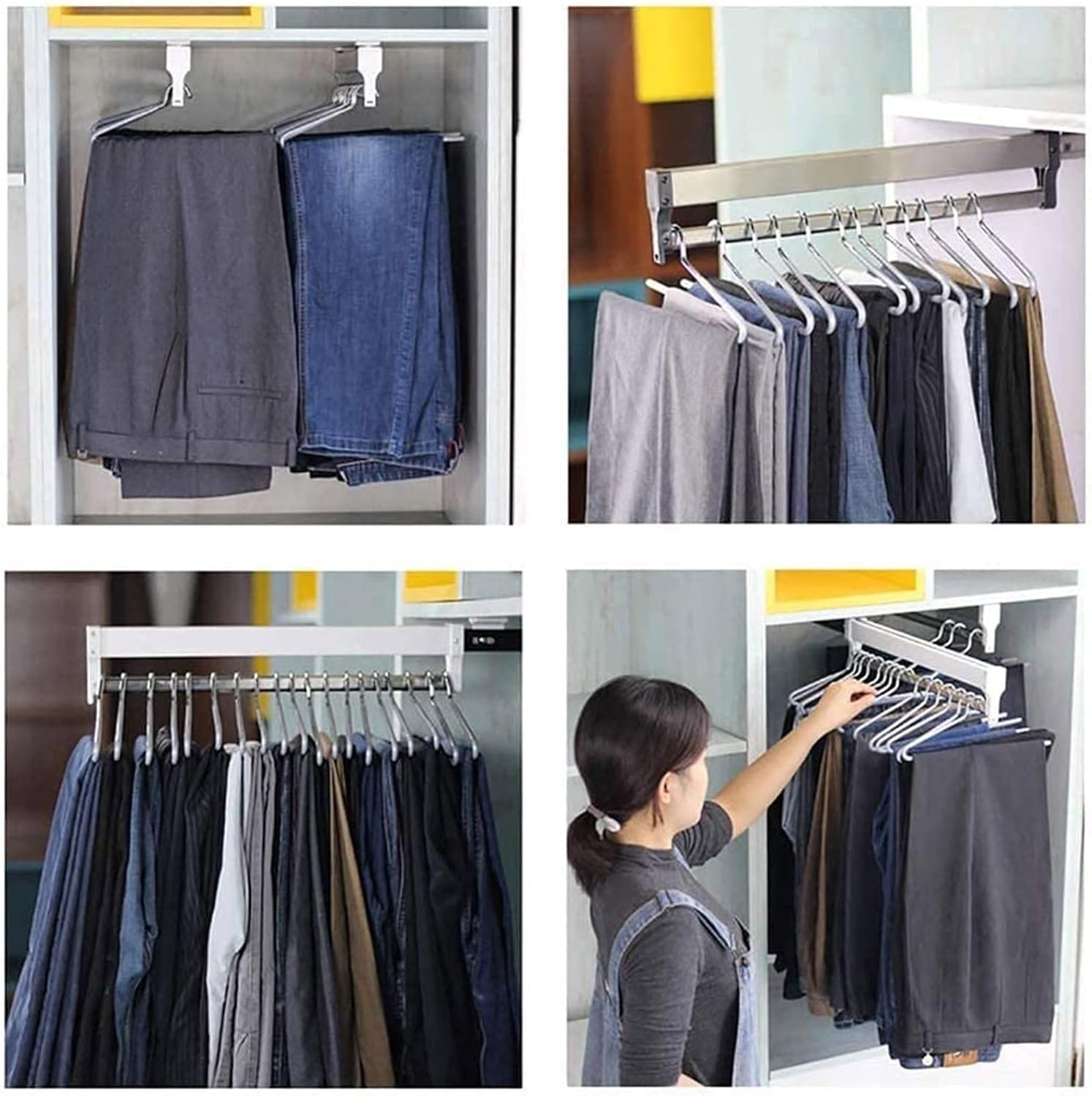 Closet Rod for Hanging Clothes, Bedroom Stainless Steel Wardrobe Rail Tube - Extendable Pull Out Closet Rod, 30-60cm Adjustable Wardrobe Rods, Sliding Closet Rod For Wardrobe, For Trousers Clothing St
