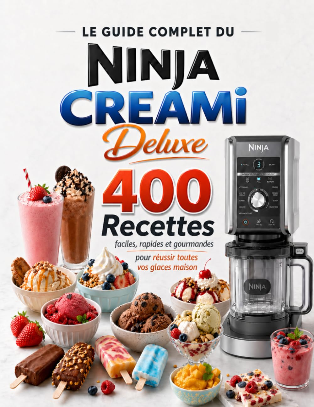 Le Guide Complet du Ninja CREAMi Deluxe: 400 Recettes faciles , rapides et gourmandes pour réussir toutes vos glaces maison