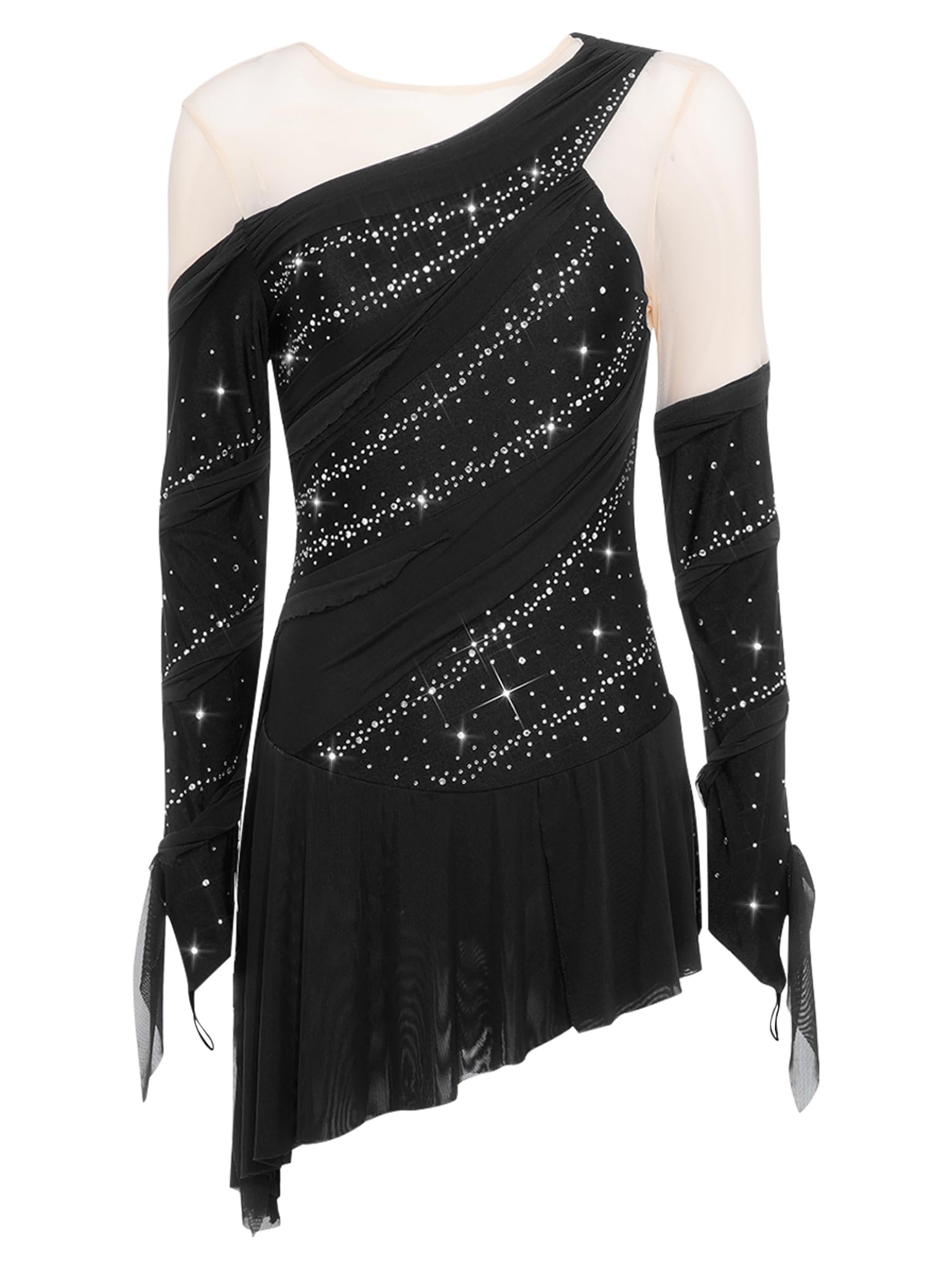 Hedmy Vestido de Patinaje Artístico sobre Hielo Mujer Competición Maillot con Falda Ballet de Gasa Leotardo Gimnasia Vestido de Baile Contemporáneo