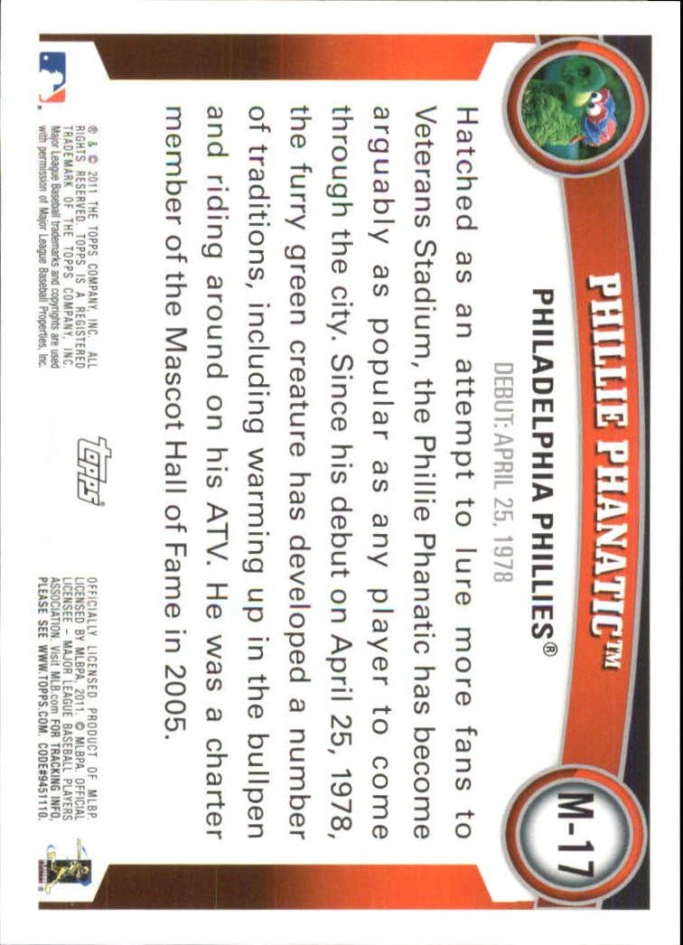 2011 Topps Opening Day Mascots Baseball Card #M17 Phillie Phanatic
