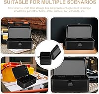 Vista 5 de DOITOOL Caja de herramientas de metal pequeña portátil, organizador de caja de herramientas portátil estilo techo a dos aguas, caja de herramientas