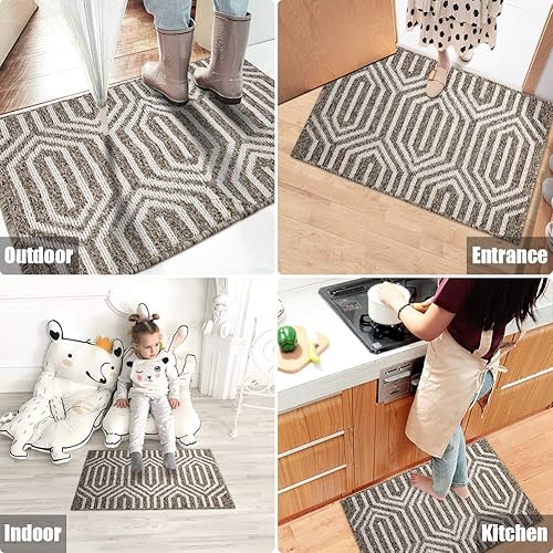 Vista 96 de Tapete para interiores de 32 x 48 pulgadas, tapete absorbente para puerta delantera y trasera, parte trasera de goma, antideslizante, atrapador