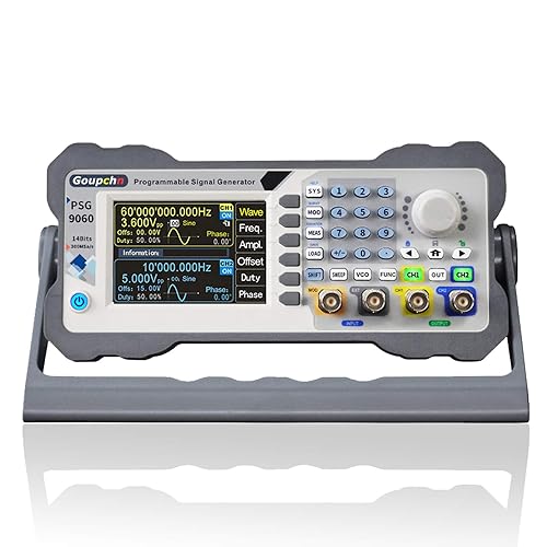Goupchn Generador de señal DDS programable 60MHz Dual Channel Generador de función de forma de onda arbitraria Medidor de frecuencia Fuente de señal
