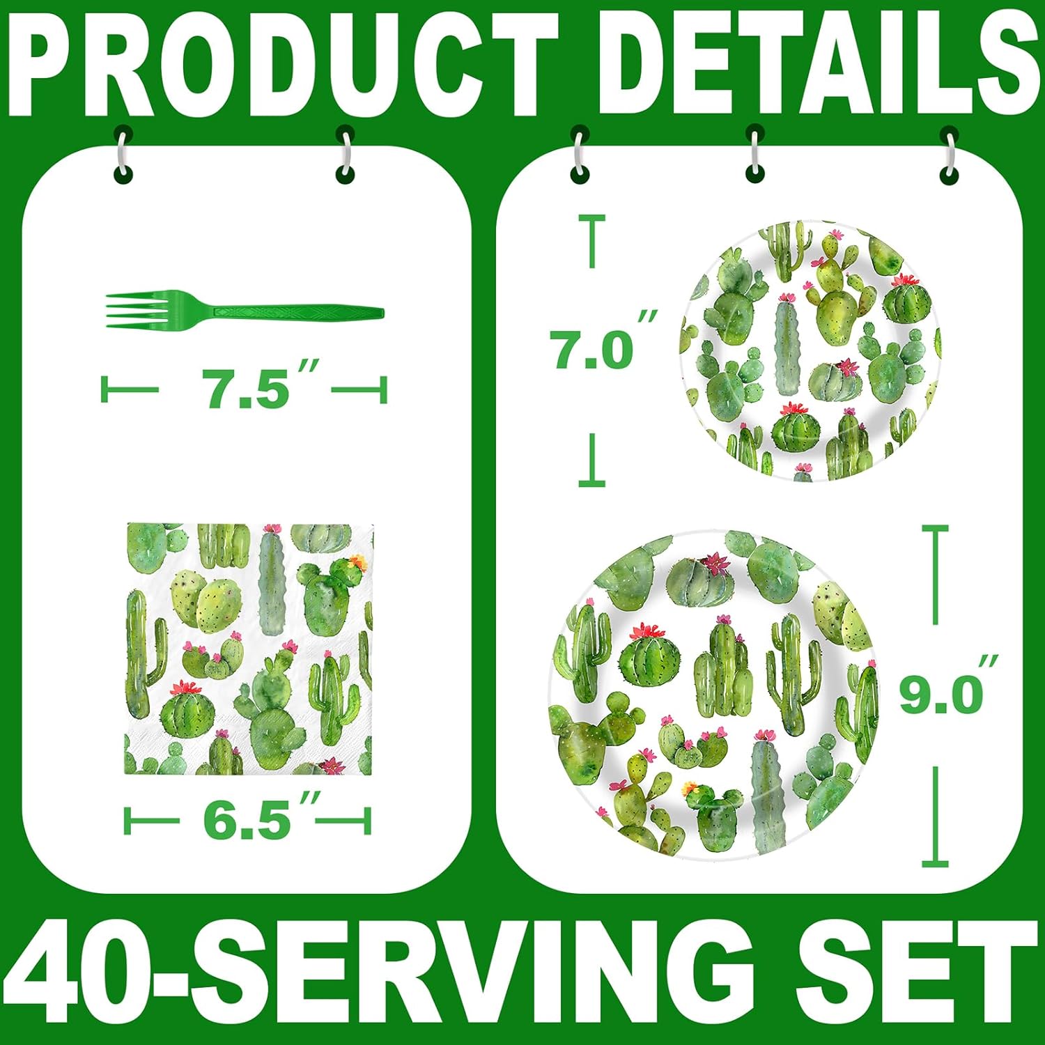 Cactus Party Decorations - Cactus Party Plates and Napkins for Kids Birthday Party, Serves 40 Guests