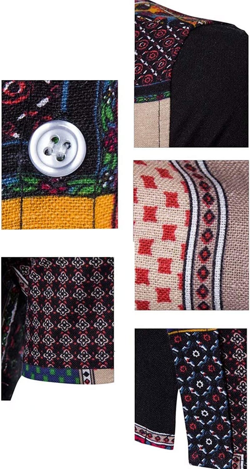 QZH.DUAO Mens 70s Disco Party Shirts Casual Paisley Button Down Shirt Vintage Floral Hawaiian Beach Short Sleeve Shirt - Image 4