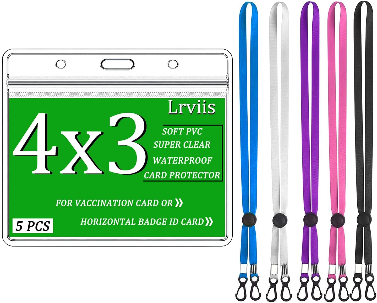 4x3 Protector Card Protector，with Adjustable Length Lanyard，CDC Immunization Record