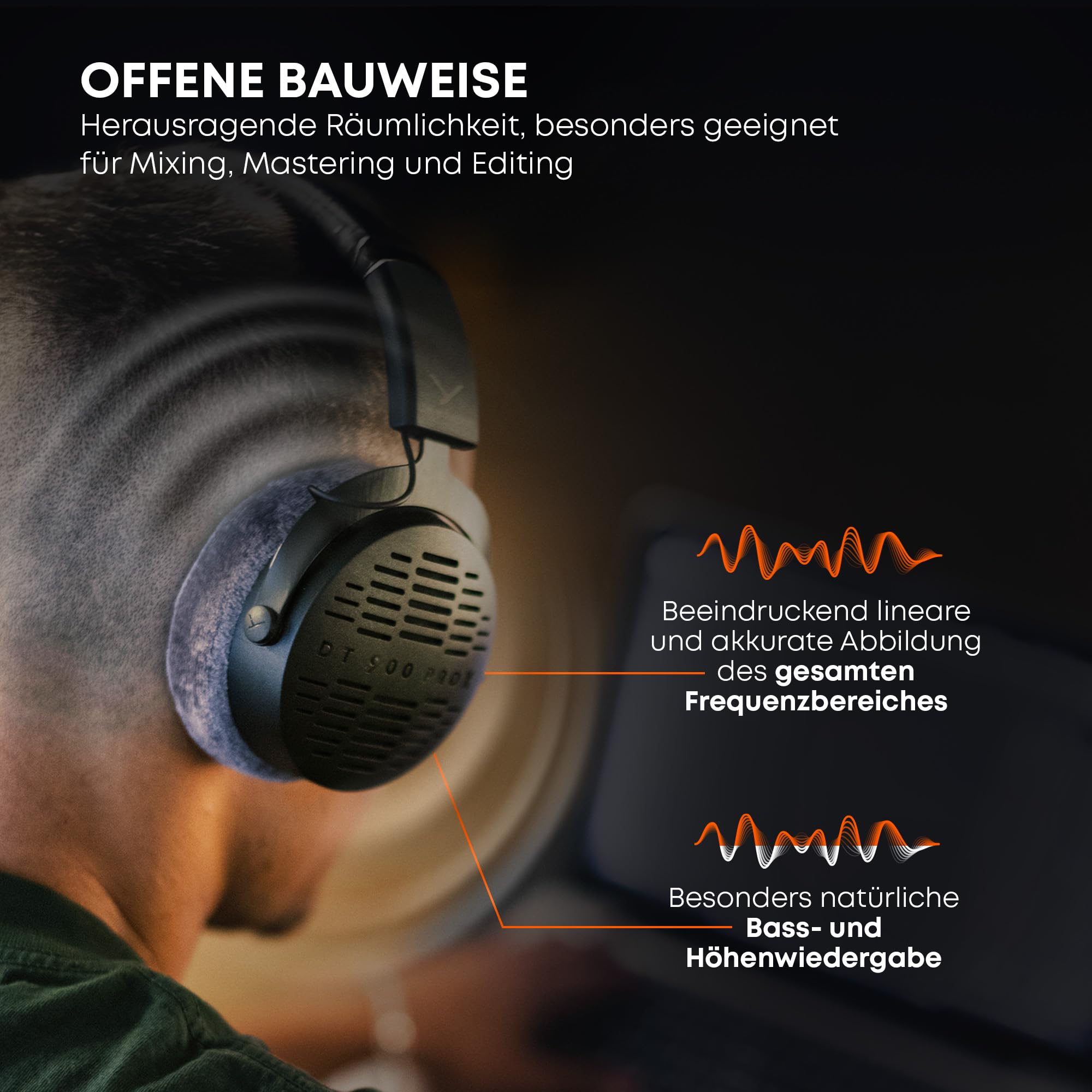 beyerdynamic DT 900 PRO X Offener Studio-Kopfhörer mit STELLAR.45-Treibern zum Mischen und Mastern auf Allen Wiedergabegeräten | STELLAR.45-Treiber, 2 abnehmbare Kabel, Made in Germany – für Mixing & Mastering an Interface, Laptop & Smartphone