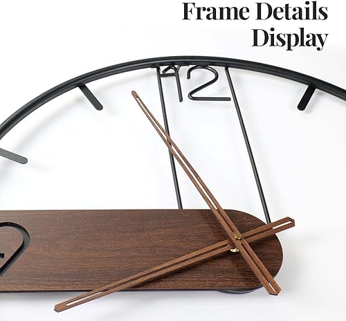 Miniatura 3 de Reloj de pared grande de 30 pulgadas, moderno marco de metal de madera, silencioso sin tictac, funciona con pilas, relojes de pared decorativos para
