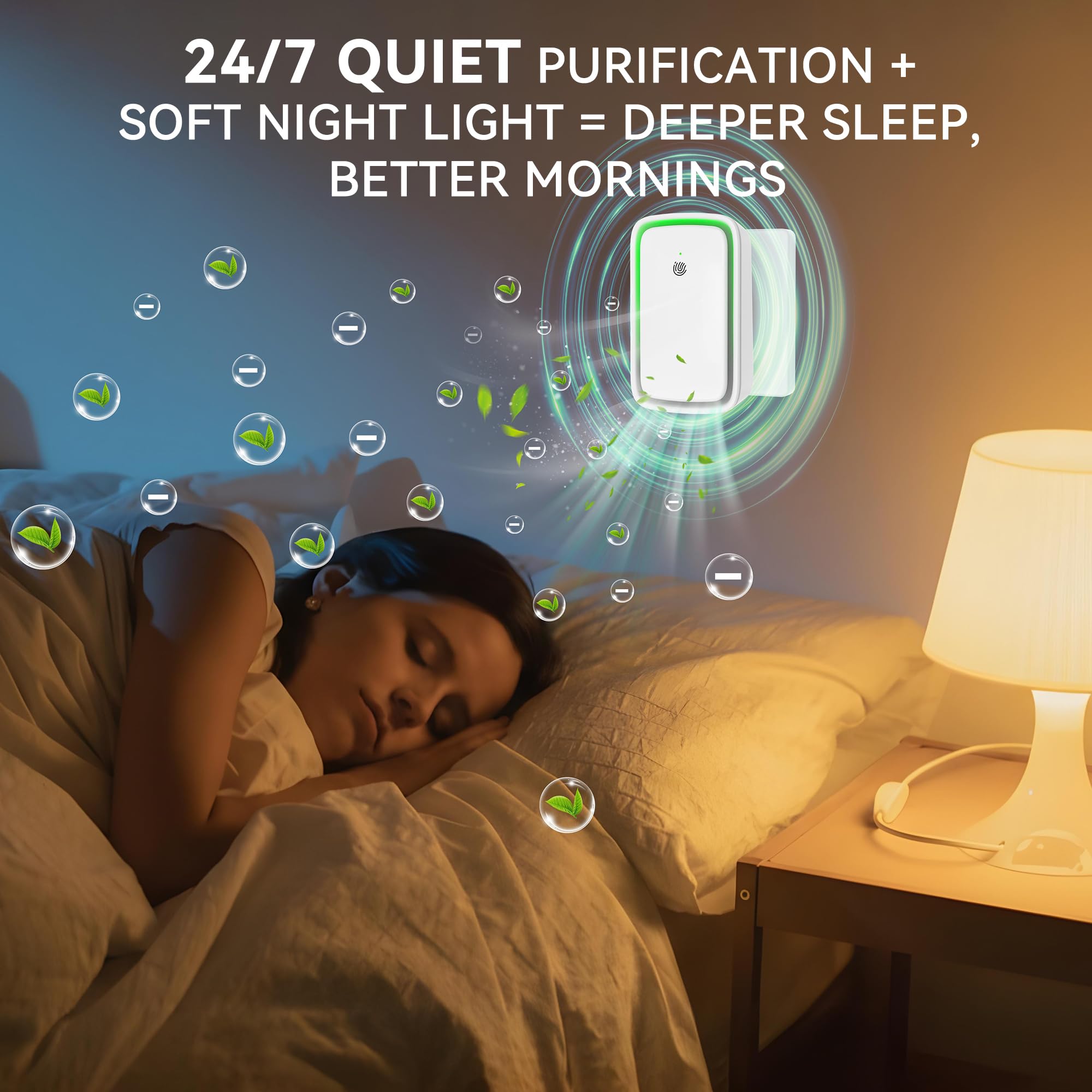 Ionizzatori d'aria per casa, ioni negativi plug in per camera da letto, studio, ufficio, palestra, hotel, cucina, mini filtro d'aria, portatili (confezione da 4)