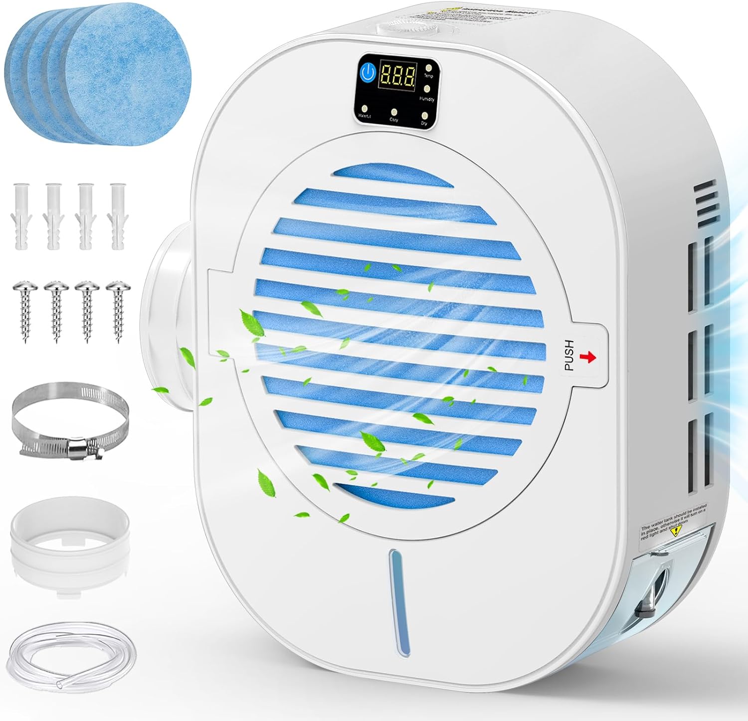 Upgrade 4-in-1 Indoor Dryer Vent, Dryer Vent Box with Dehumidifier for Protect Furniture, Dryer Vent Kit for Electric Dryer, Dryer Lint Trap, Intelligent Temperature and Humidity Display Indoor Dryer Vent with Dehumidifier