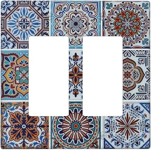Mexican Talavera Ceramic Pattern Light Switch Cover - 2 Gang Decorative Wall Plate