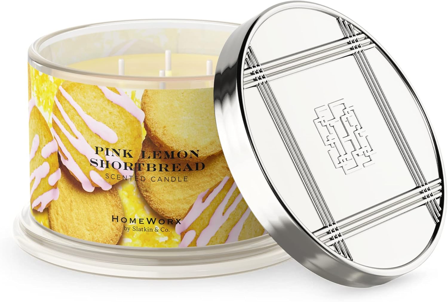 Premium Scented 4Wick Candle, Pink Lemon Shortbread