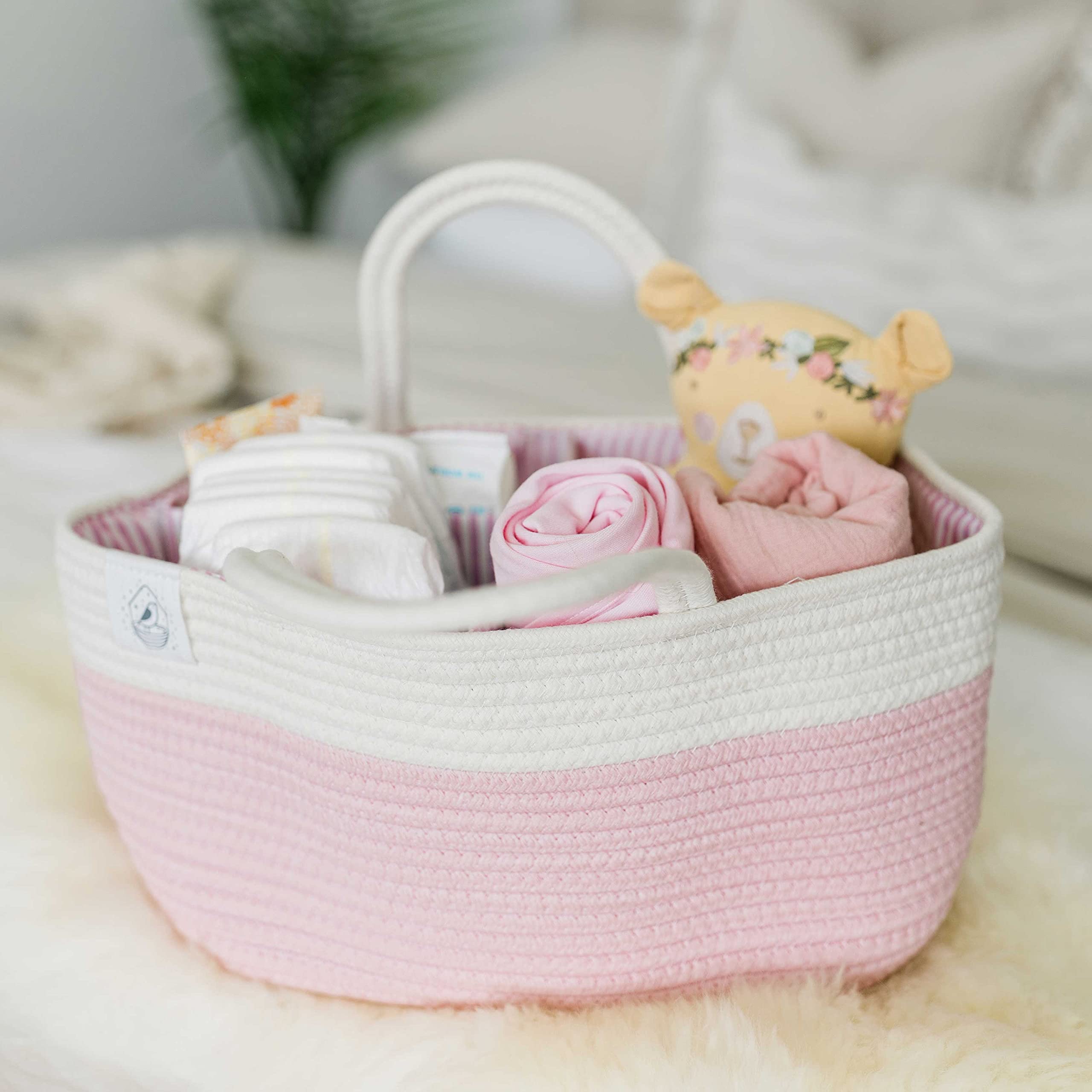 OrganiHaus Rope Diaper Caddy Basket & Baby Changing Basket Diaper Caddy Organizer Nursery