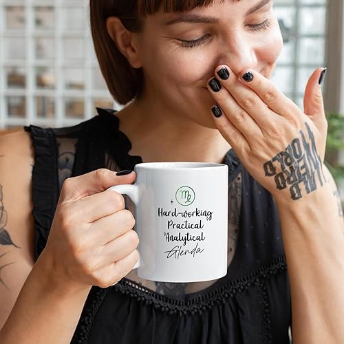 Vista 97 de Taza de cerámica blanca con monograma de letra inicial personalizada, alfabeto floral, nombre personalizado y inicial A-Z, taza de café de 11 onzas