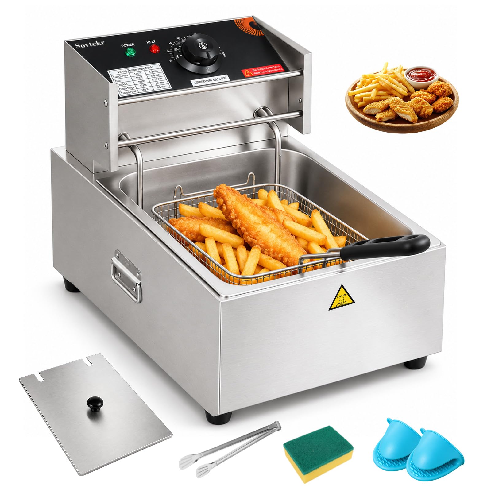 Friteuse Electrique avec Poignées Latérales, 8,6L/9,1Qt, 2500W